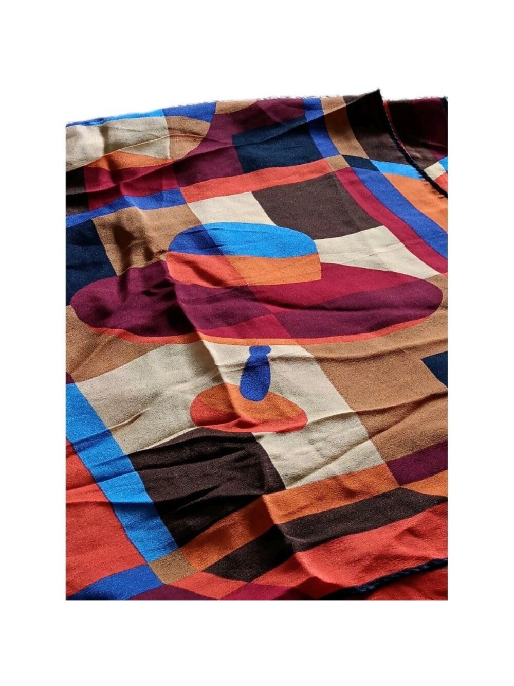 Perry Ellis Vintage Silk Milliner Series Abstract Geometric Women's Square Scarf